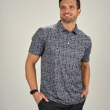 Night Lights Polo -  Men's Dark Grey Patterned Polo