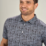 Night Lights Polo -  Men's Dark Grey Patterned Polo