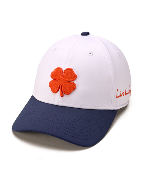 帽子 imozonsavingclothing CAP (CLOVER) White and Navy Blue Premium Clover Hat For Golf and Lifestyle