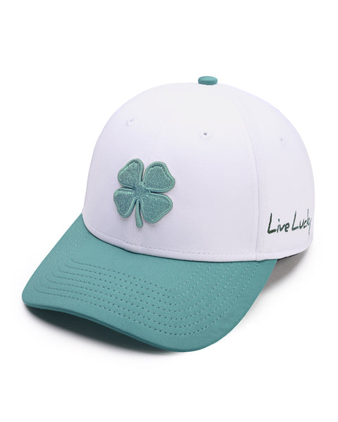 White and Green Premium Clover Hat for Golf and Lifestyle – Black