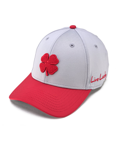 Silver and Red Premium Clover Hat for Golf and Lifestyle – Black