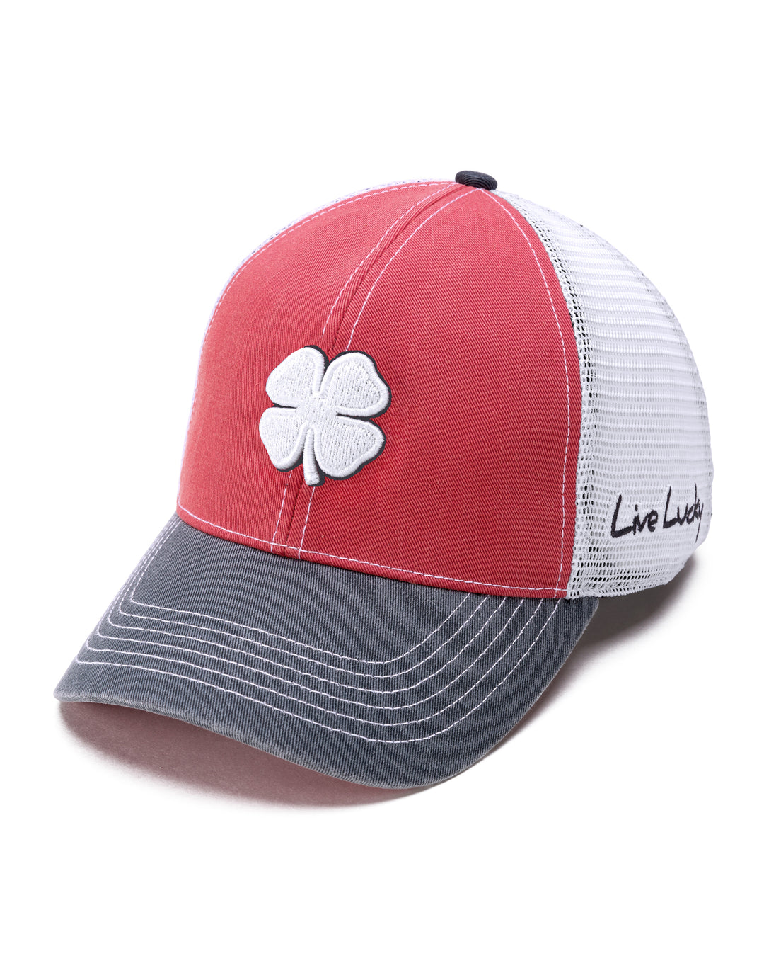Vintage Patriotic Red Golf Hat with White Mesh – Black Clover display picture 2