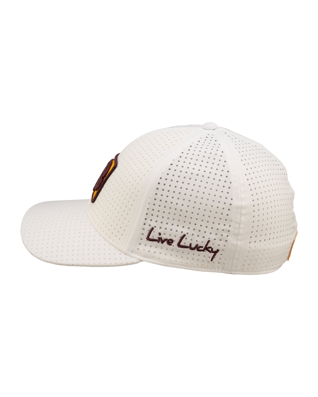 perforated white hat from Black Clover featuring ASU Sun devils logo