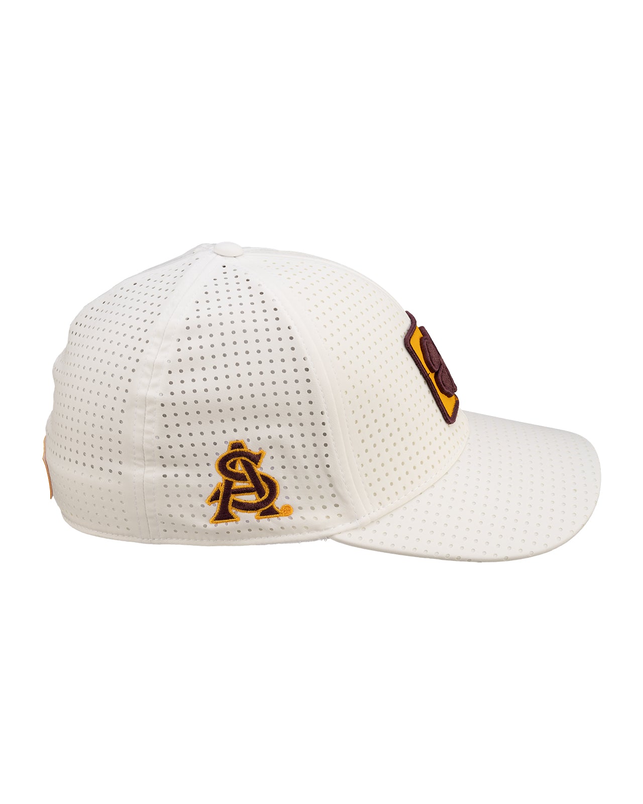 perforated white hat from Black Clover featuring ASU Sun devils logo