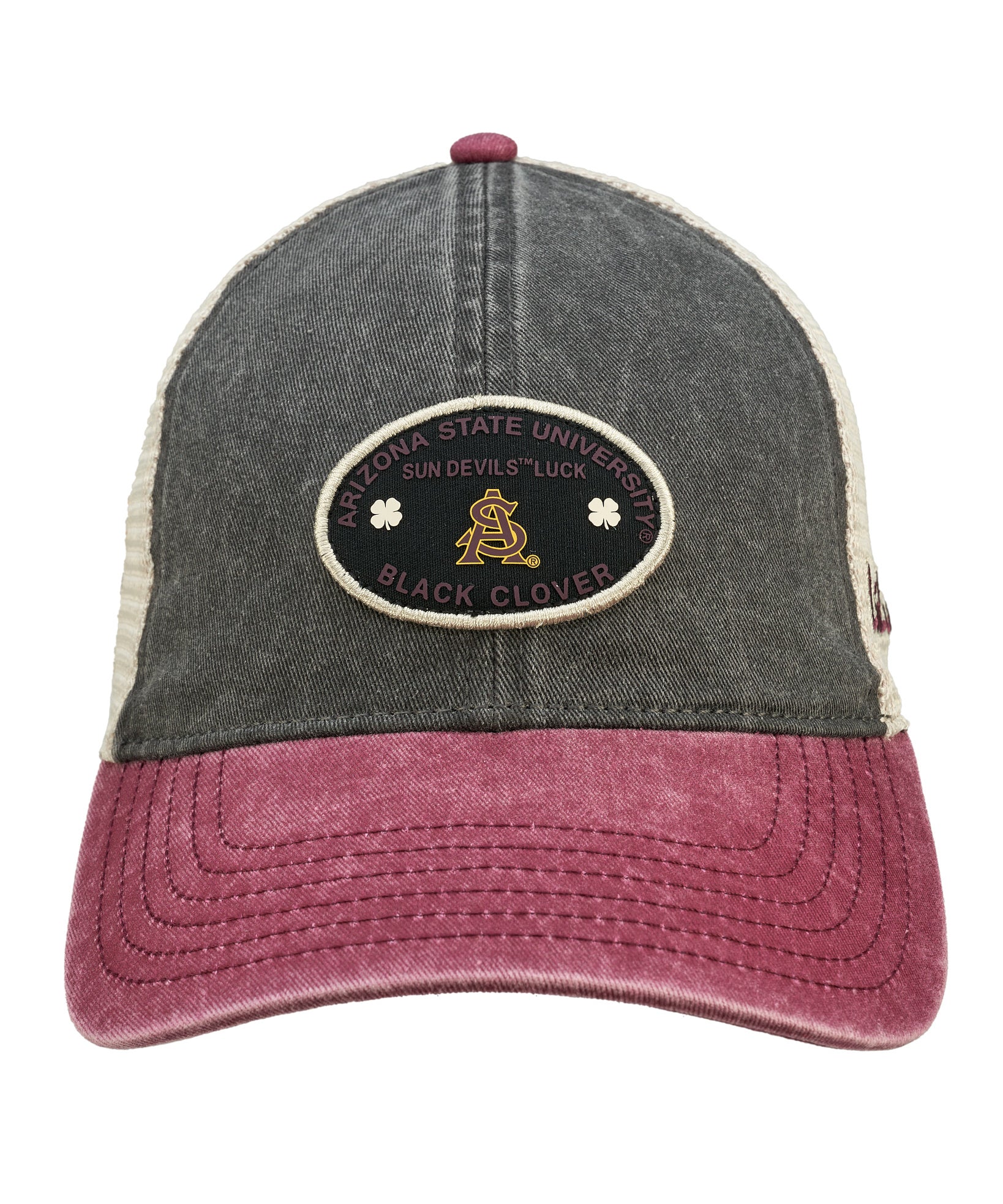 two tone grey and maroon vintage style hat from Black Clover featuring Arizona State Devils logo