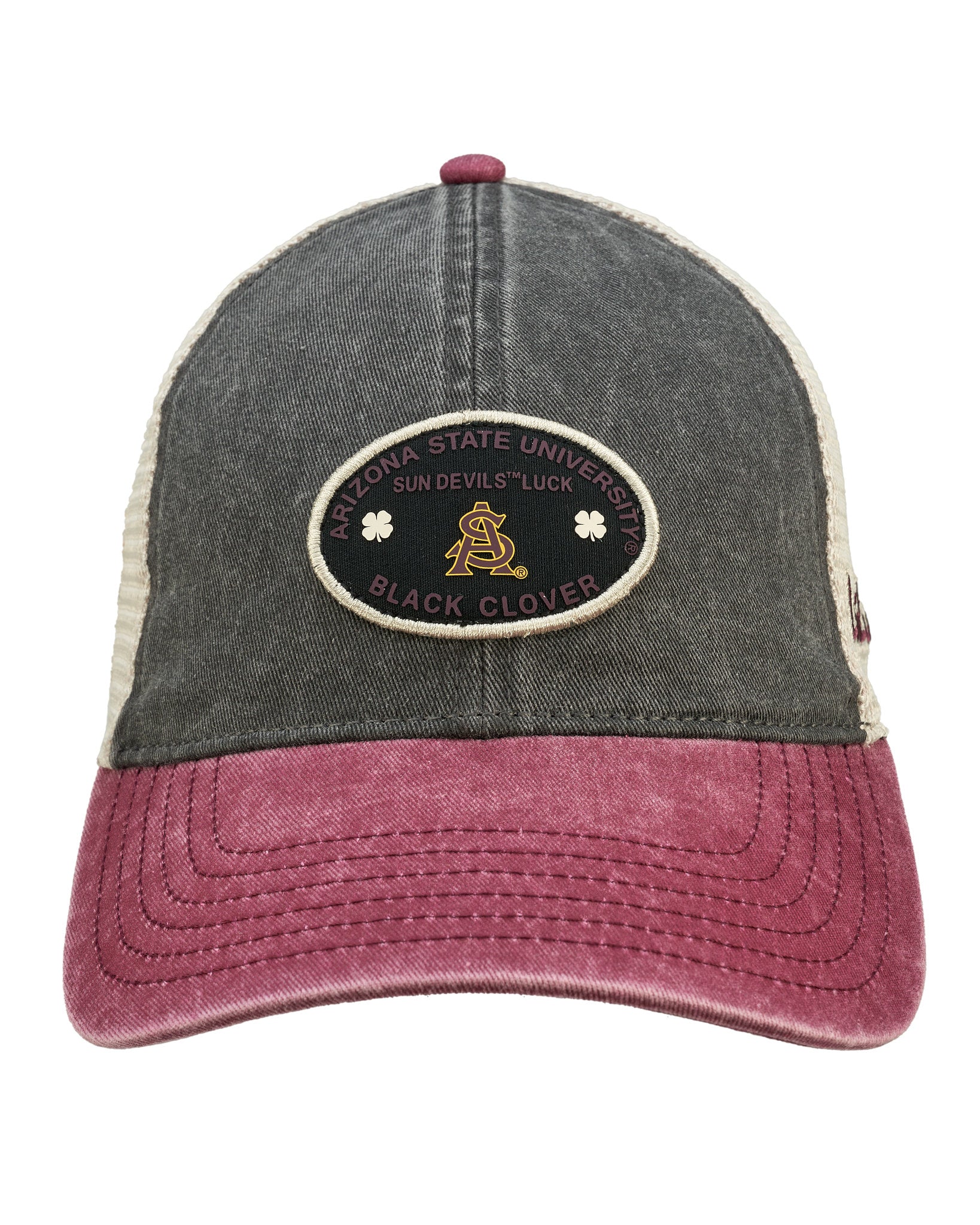 two tone grey and maroon vintage style hat from Black Clover featuring Arizona State Devils logo