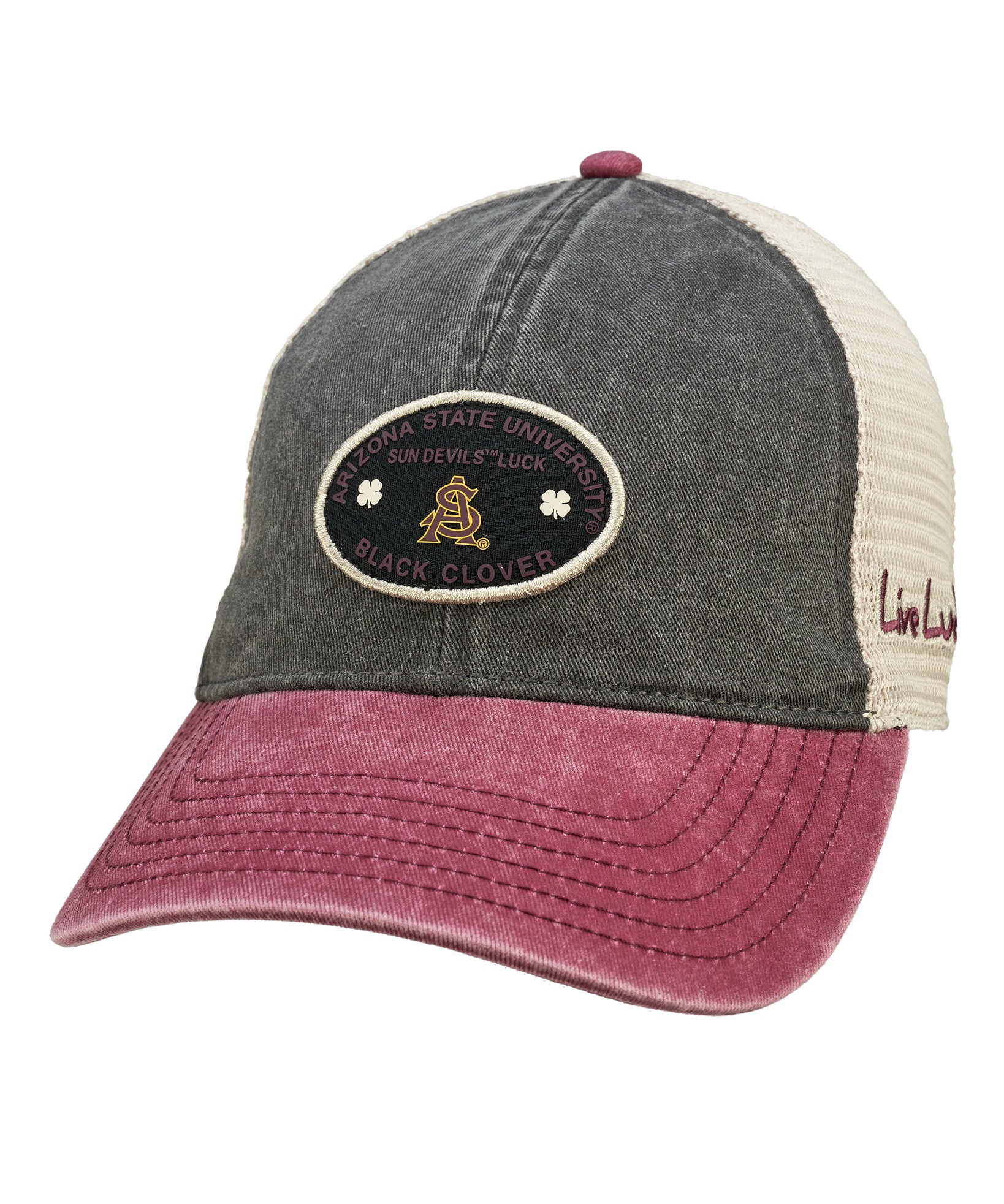 two tone grey and maroon vintage style hat from Black Clover featuring Arizona State Devils logo