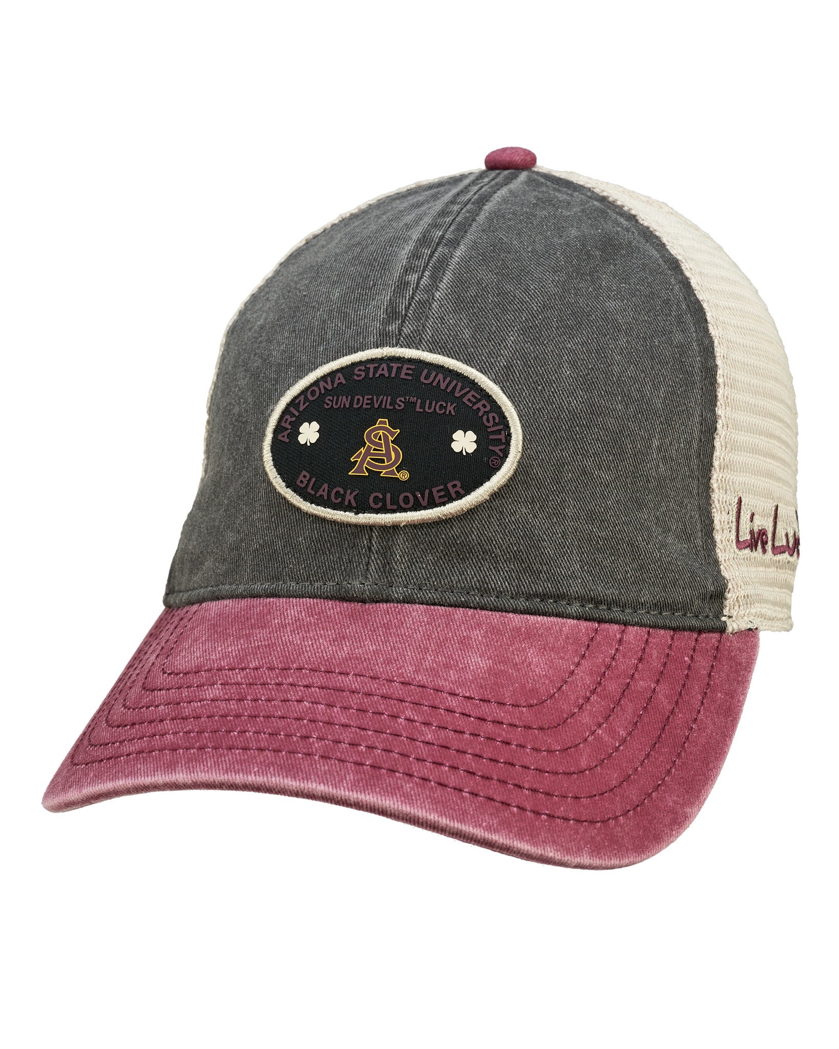 two tone grey and maroon vintage style hat from Black Clover featuring Arizona State Devils logo