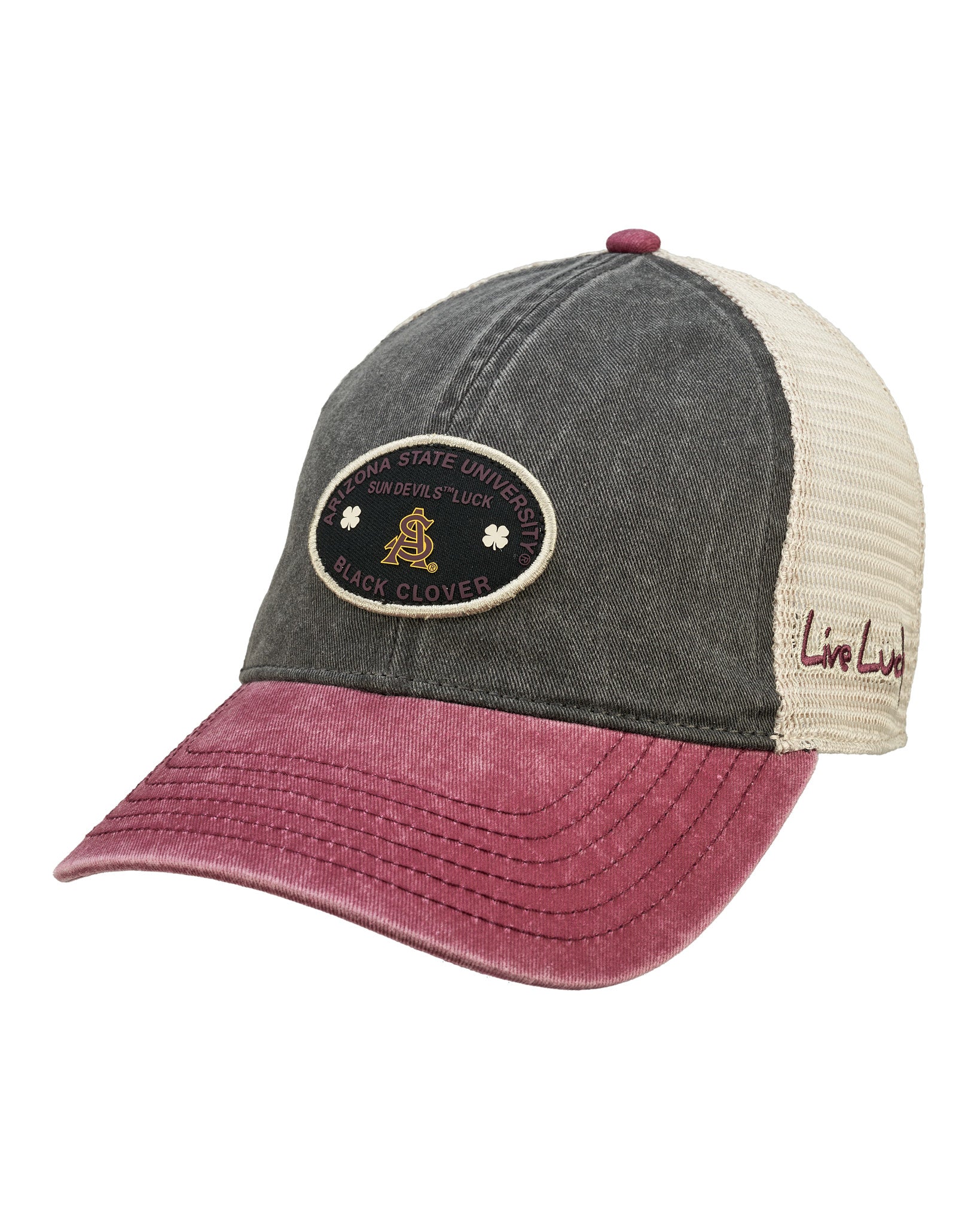 two tone grey and maroon vintage style hat from Black Clover featuring Arizona State Devils logo