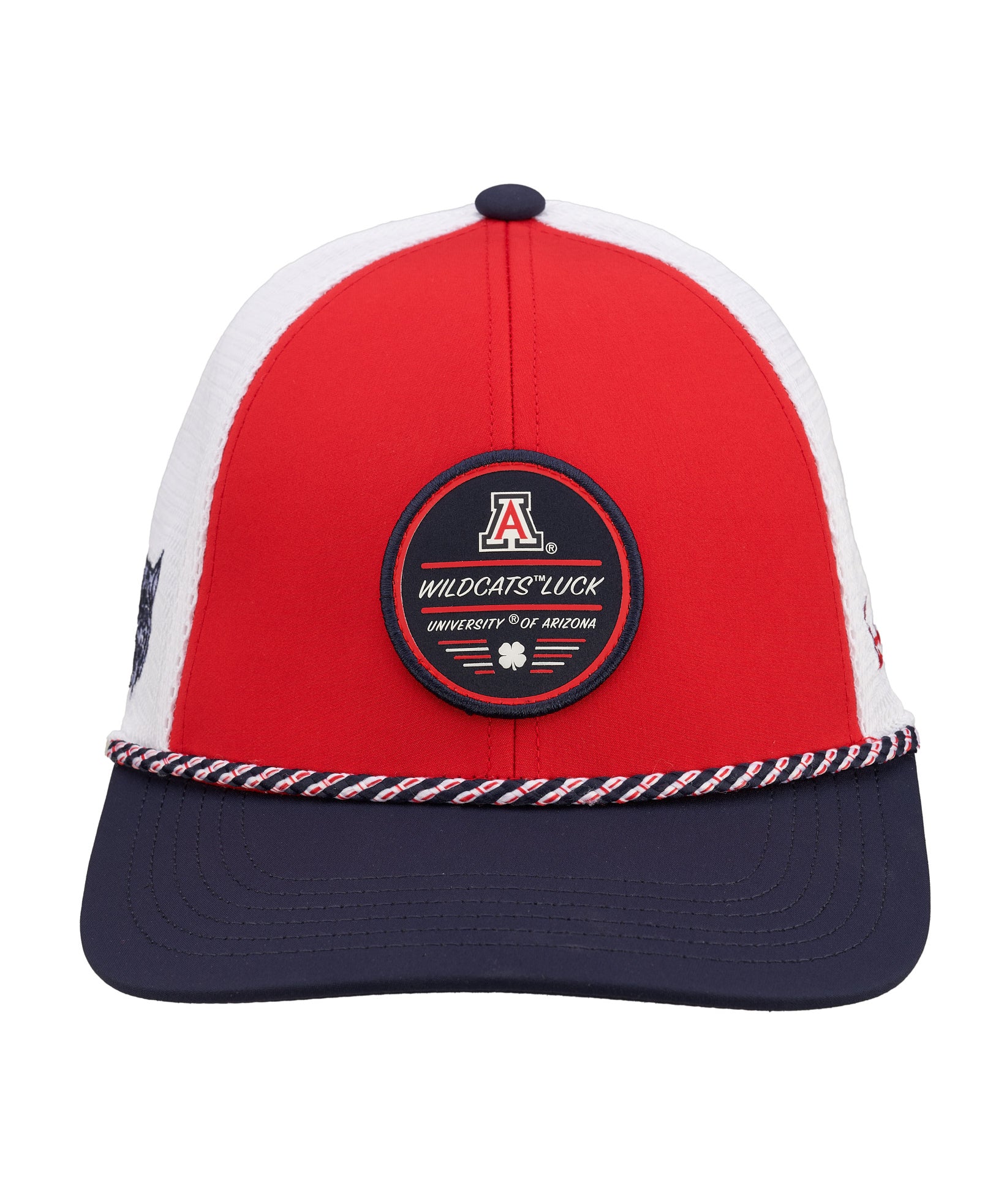 red and blue two tone rope hat from Black Clover featuring Arizona Wildcats logo