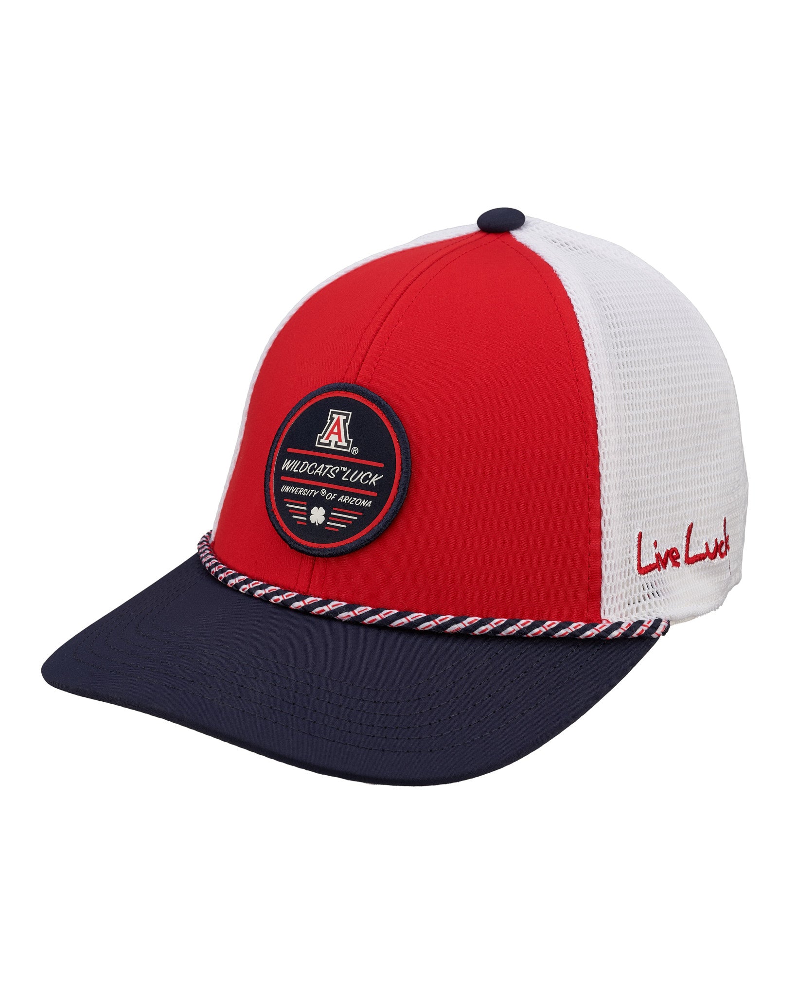 red and blue two tone rope hat from Black Clover featuring Arizona Wildcats logo