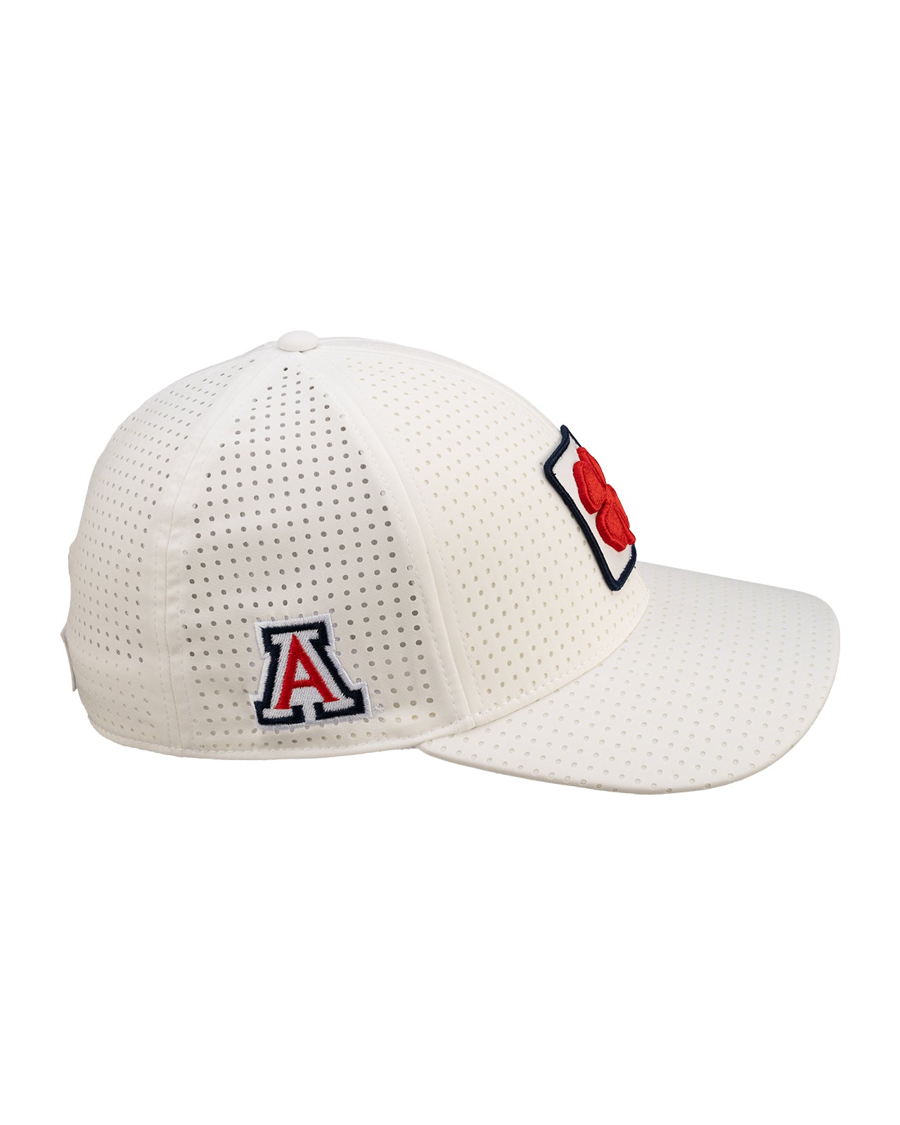 White perforated hat from Black Clover featuring Arizona Wildcats logo