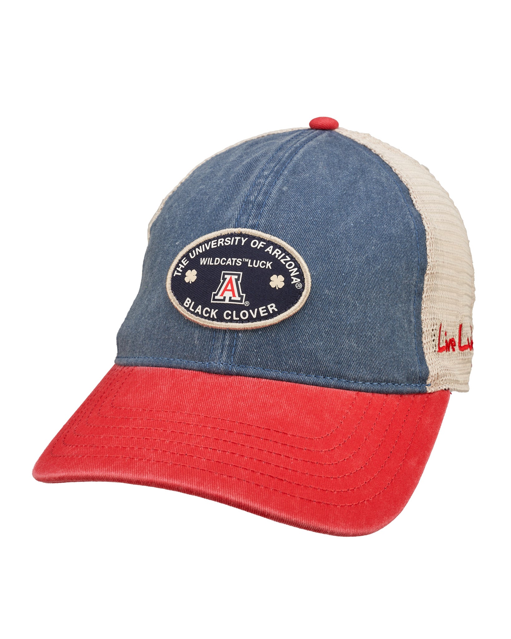 red and blue two tone vintage style hat from Black Clover featuring Arizona Wildcats logo