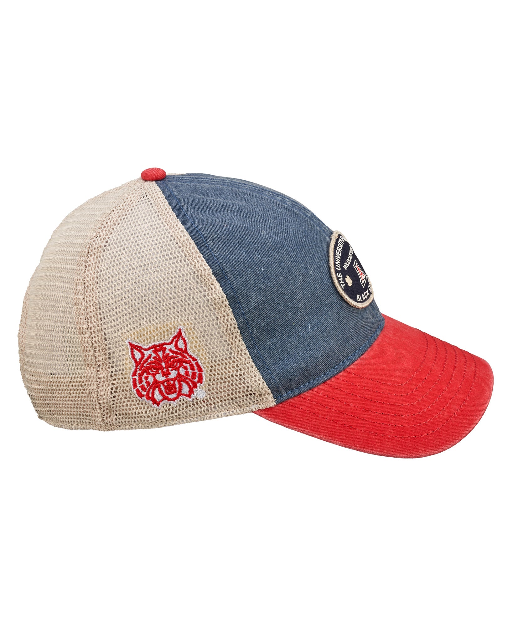 red and blue two tone vintage style hat from Black Clover featuring Arizona Wildcats logo