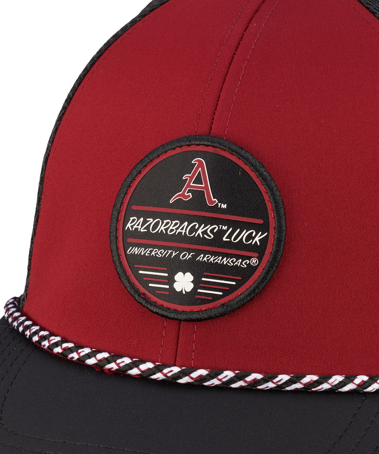 red and black rope with mesh back for University of Arkansas by Black Clover