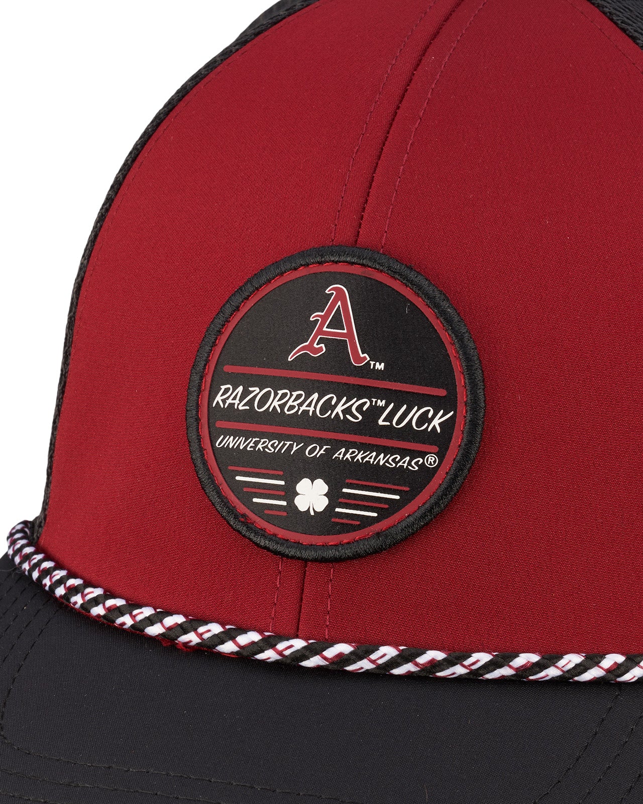 red and black rope with mesh back for University of Arkansas by Black Clover