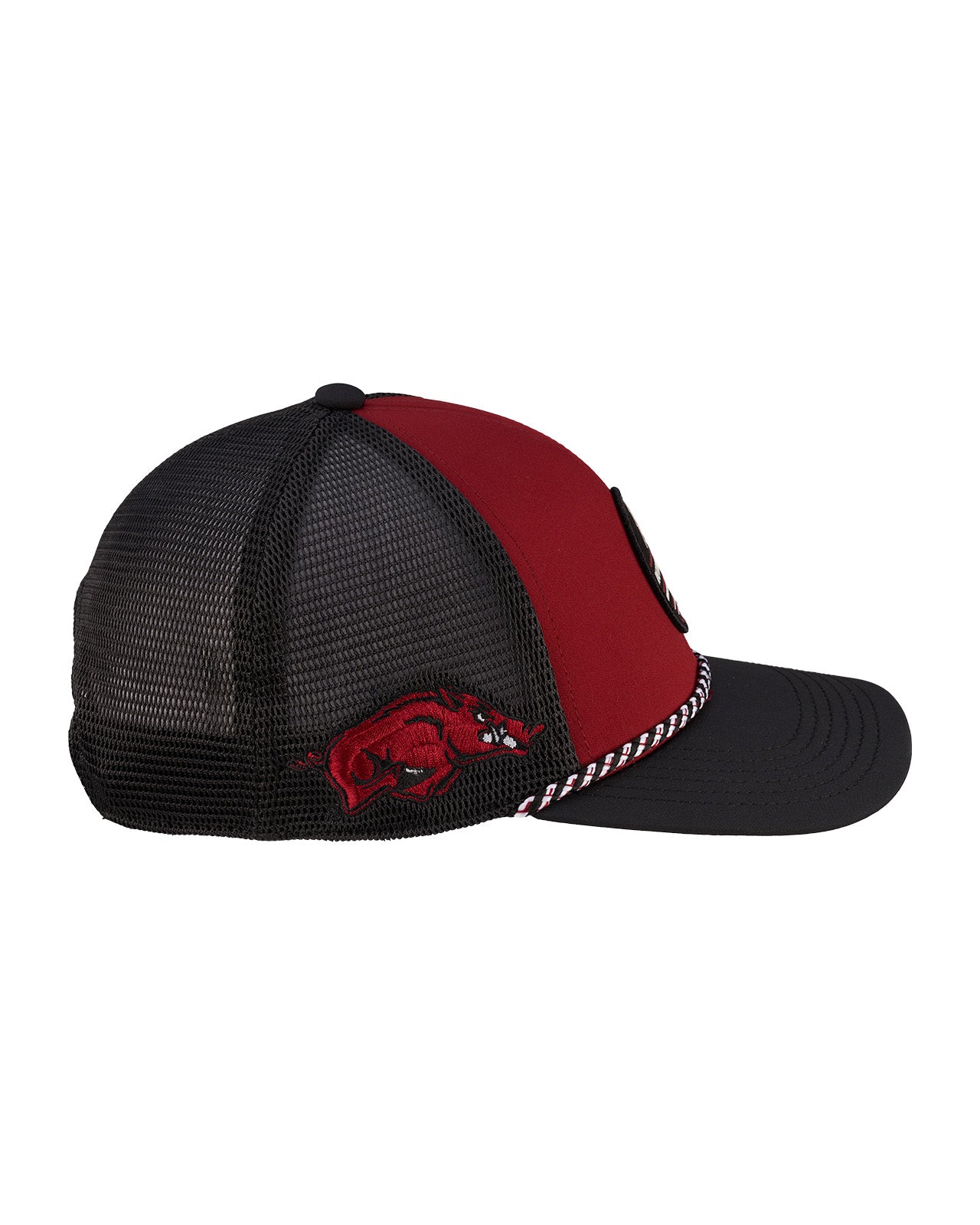 red and black rope with mesh back for University of Arkansas by Black Clover