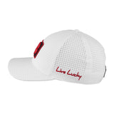 white perforated hat for University of Arkansas by Black Clover