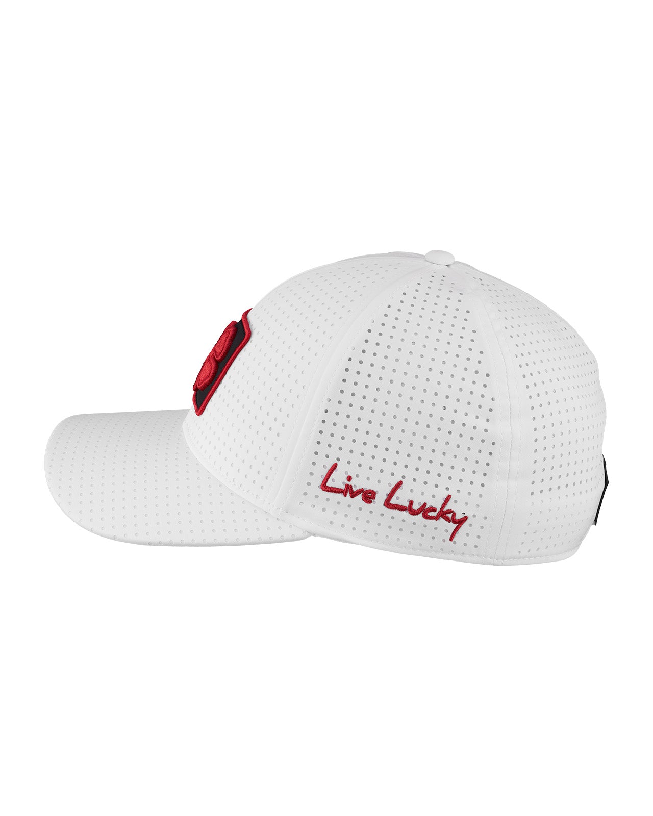 white perforated hat for University of Arkansas by Black Clover