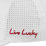 white perforated hat for University of Arkansas by Black Clover