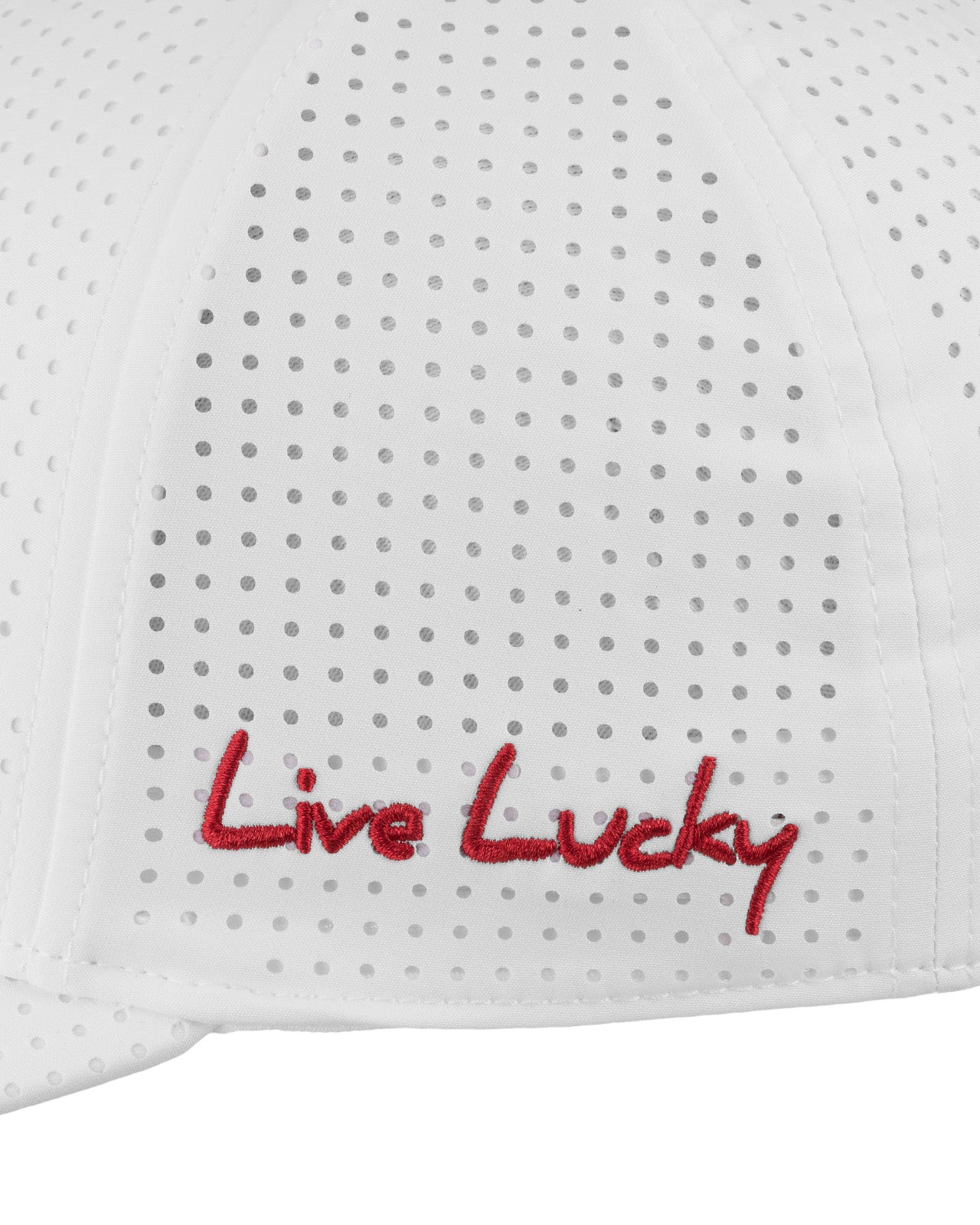 white perforated hat for University of Arkansas by Black Clover