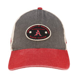 red and grey two tone vintage style hat for University of Arkansas by Black Clover