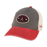 red and grey two tone vintage style hat for University of Arkansas by Black Clover