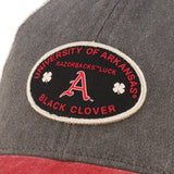 red and grey two tone vintage style hat for University of Arkansas by Black Clover