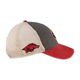 red and grey two tone vintage style hat for University of Arkansas by Black Clover