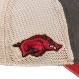 red and grey two tone vintage style hat for University of Arkansas by Black Clover