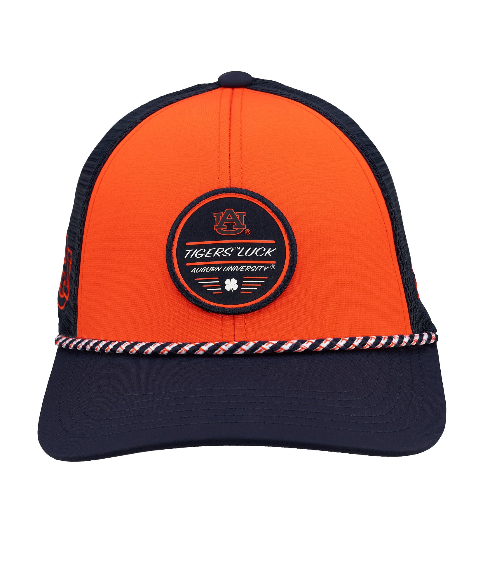 Orange and navy two tone rope hat from Black Clover featuring Auburn University Logo