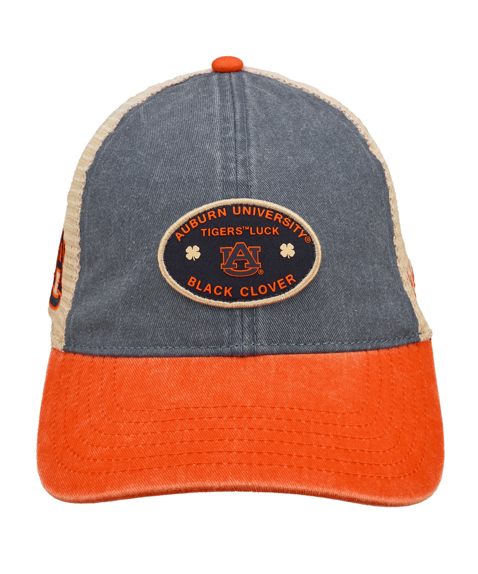 Blue and orange two tone vintage style hat from Black Clover featuring Auburn University logo