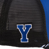 blue and black BYU hat from Black Clover featuring BYU Cougars Luck patch