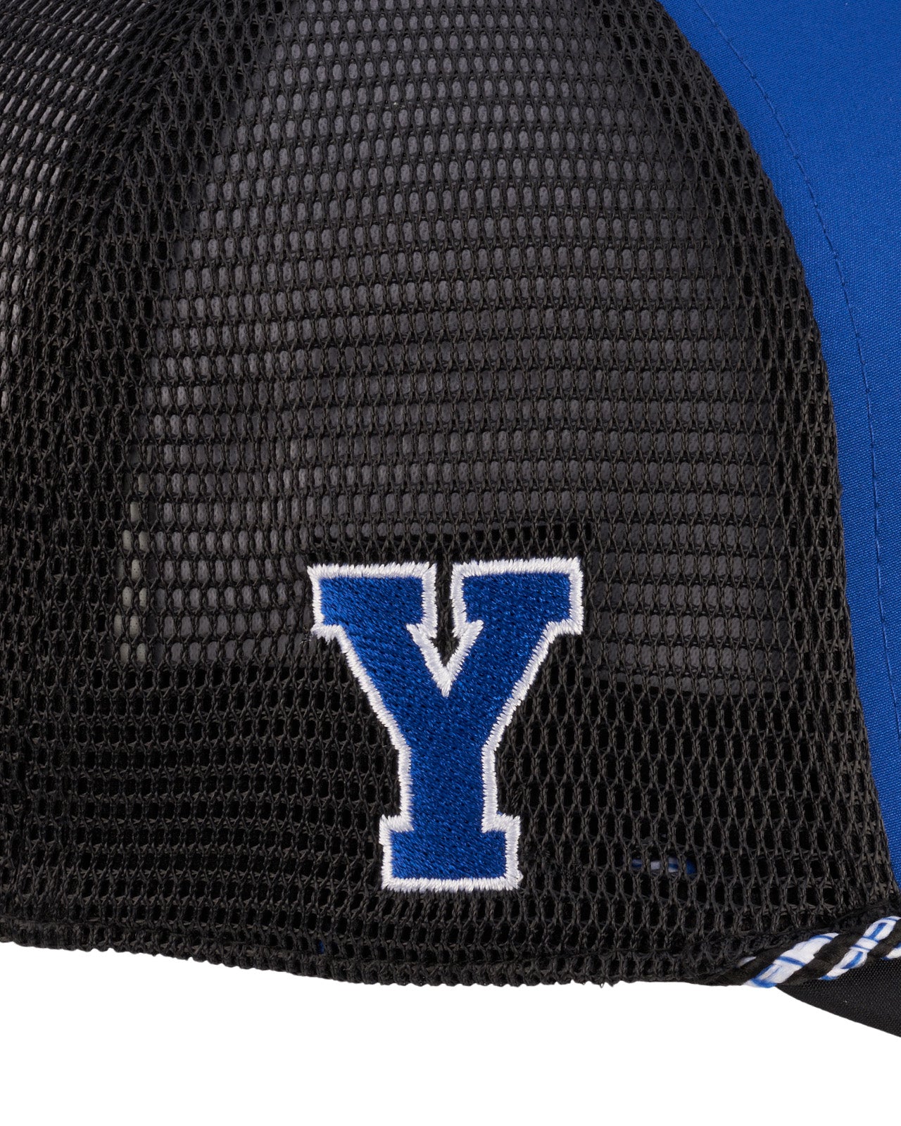 blue and black BYU hat from Black Clover featuring BYU Cougars Luck patch