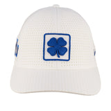 perforated white hat from Black Clover featuring blue BYU patch