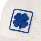 perforated white hat from Black Clover featuring blue BYU patch