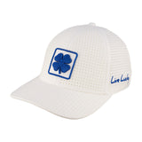 perforated white hat from Black Clover featuring blue BYU patch