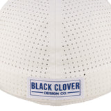 perforated white hat from Black Clover featuring blue BYU patch