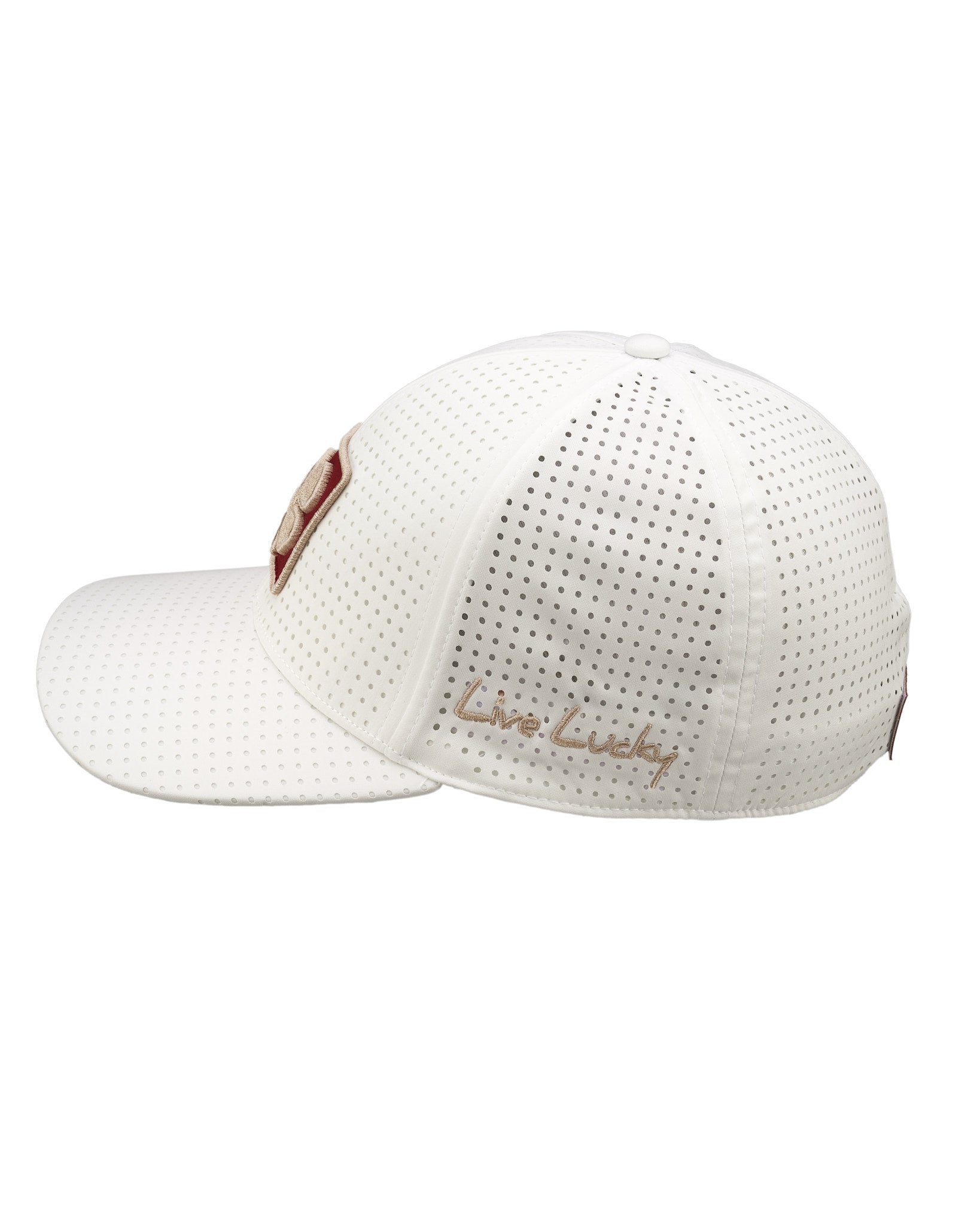 white perforated hat from Black Clover featuring Boston College Eagles logo