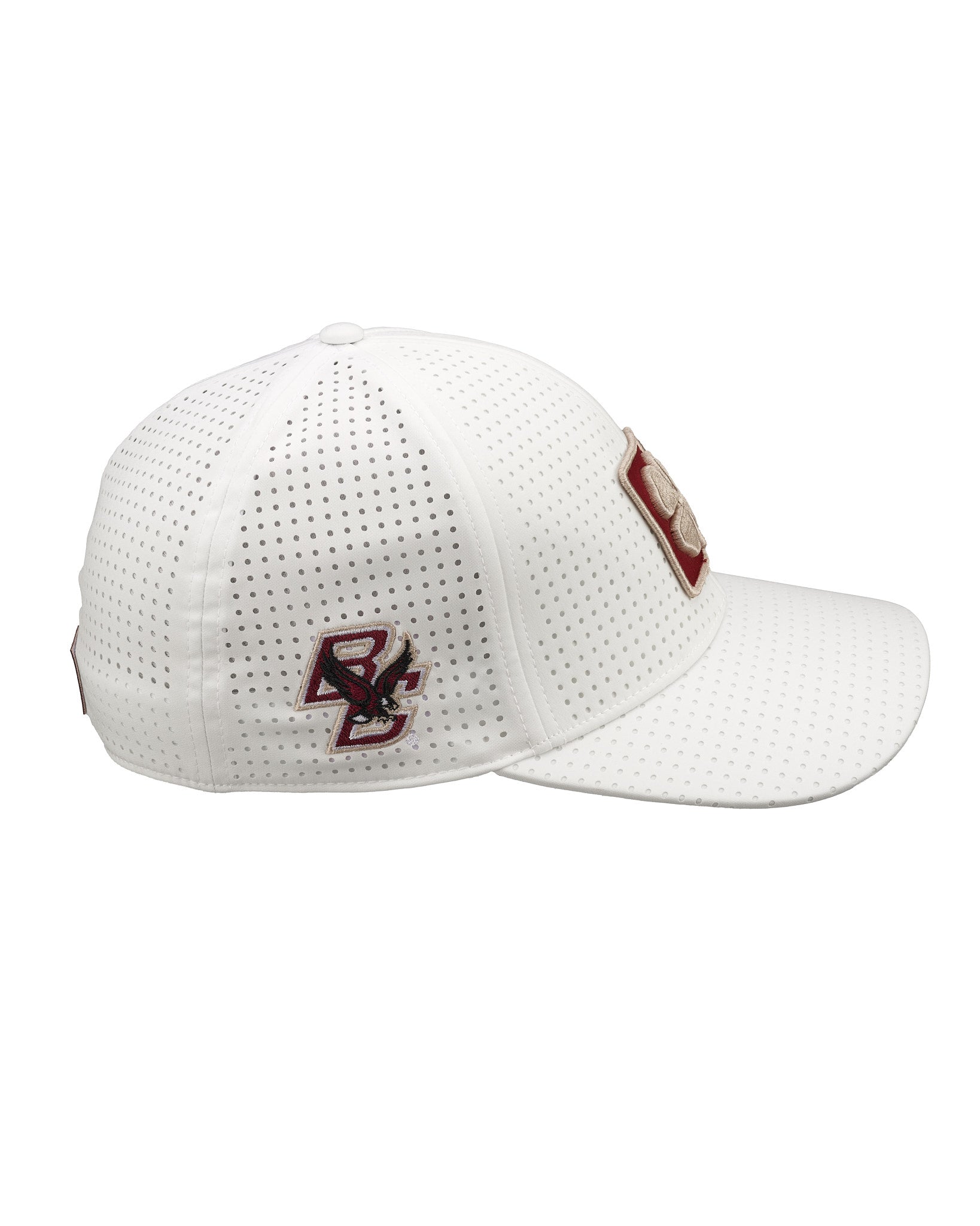 white perforated hat from Black Clover featuring Boston College Eagles logo