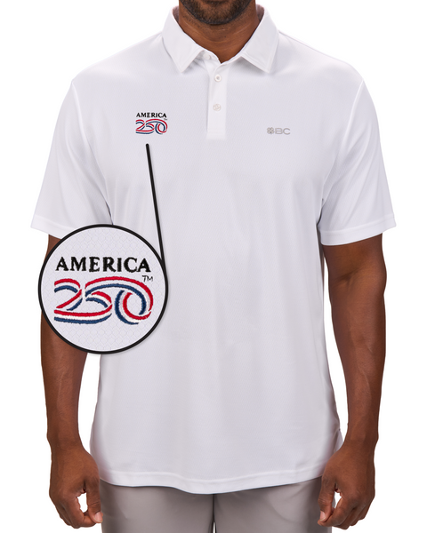 Men's Solid White Golf Polo - America 250th Edition – Black Clover