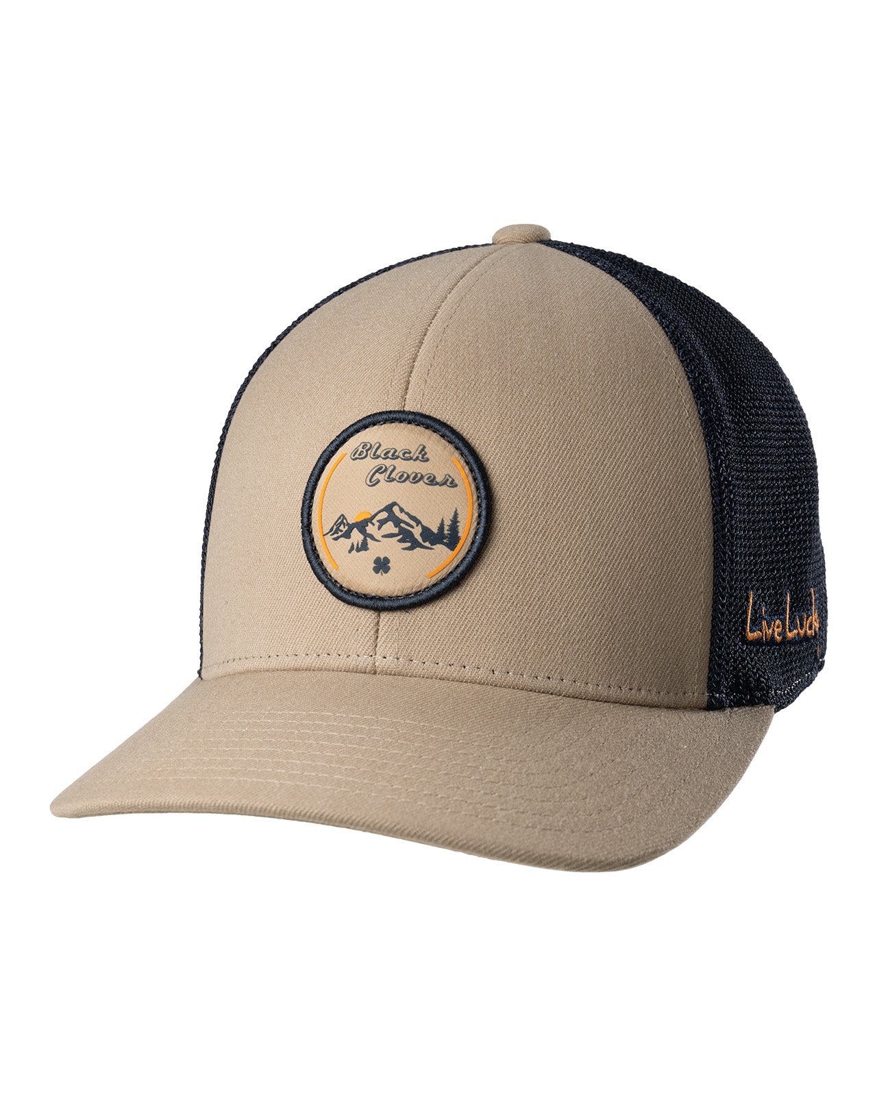 Brown hat with patch depicting Utah's cottonwood mountains