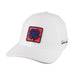 perforated white hat by Black Clover for the Clemson University Tigers featuring their patch in purple and orange