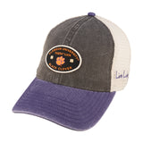 purple and grey two tone vintage style hat from Black Clover featuring patch for Clemson University Tigers patch