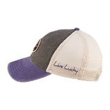 purple and grey two tone vintage style hat from Black Clover featuring patch for Clemson University Tigers patch