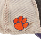 purple and grey two tone vintage style hat from Black Clover featuring patch for Clemson University Tigers patch