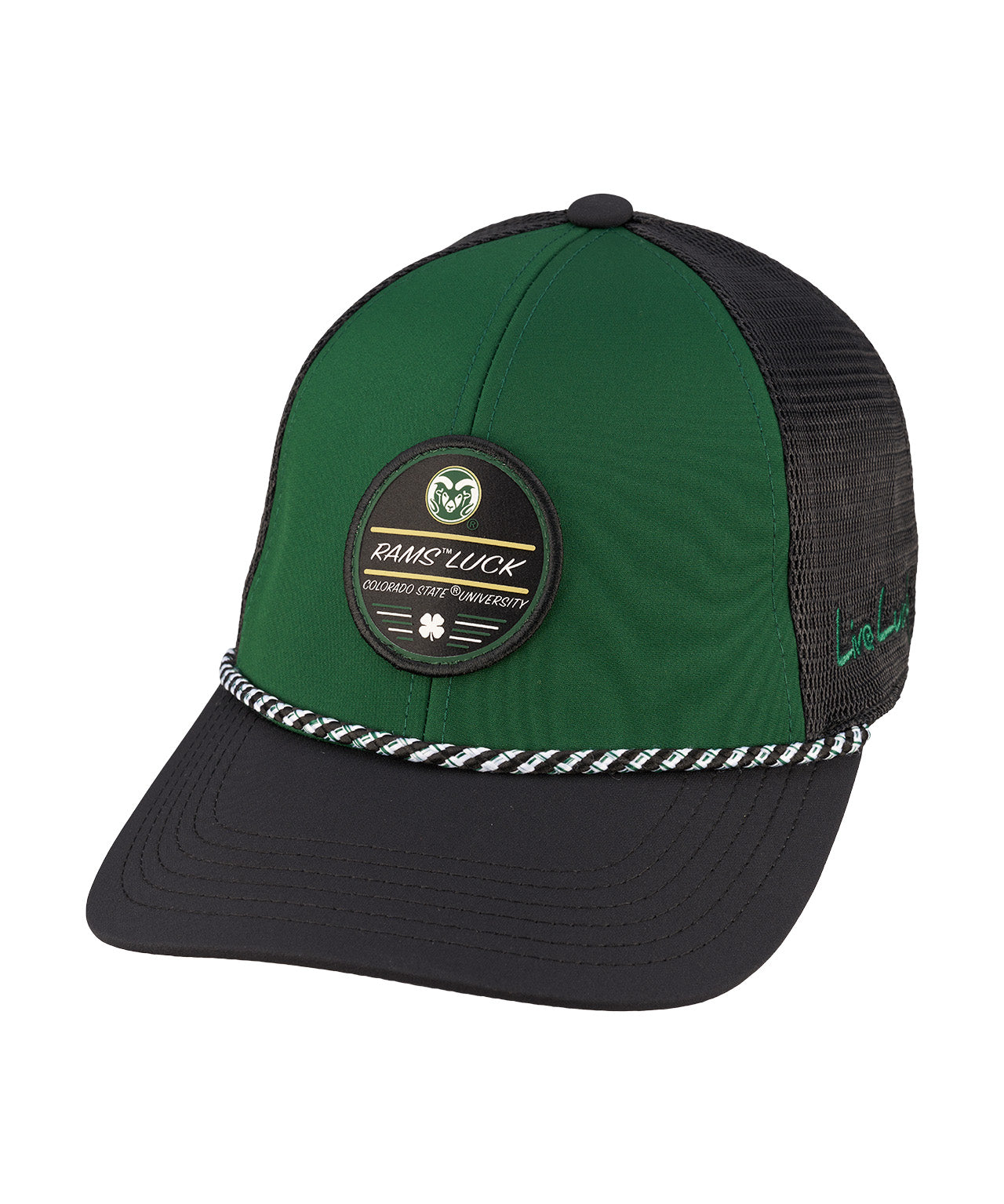 Green and black two tone hat from Black Clover 