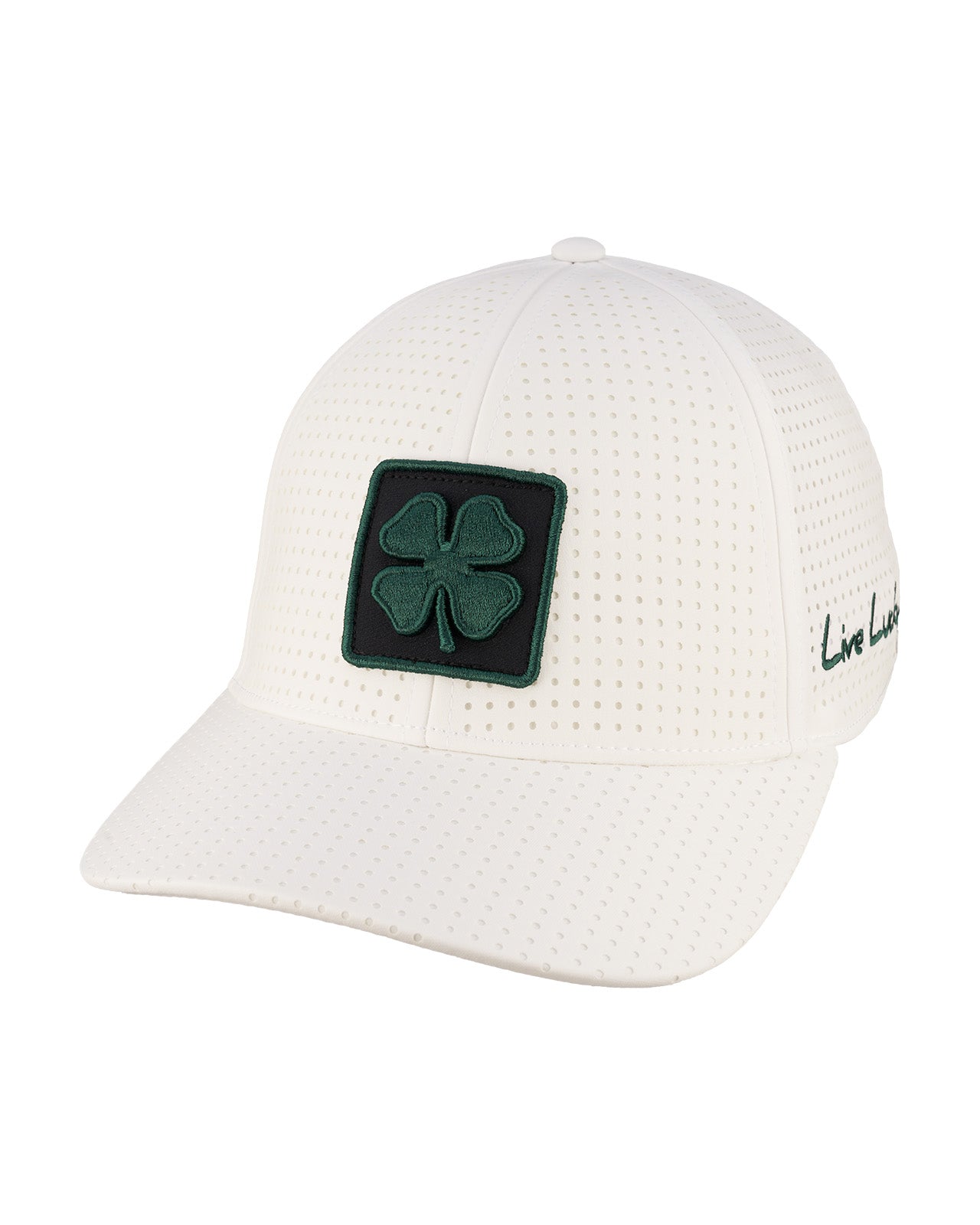 Perforated white hat from Black Clover featuring Colorado State patch in Green