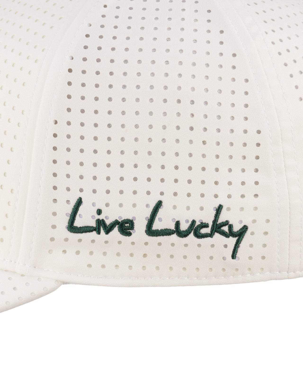 Perforated white hat from Black Clover featuring Colorado State patch in Green