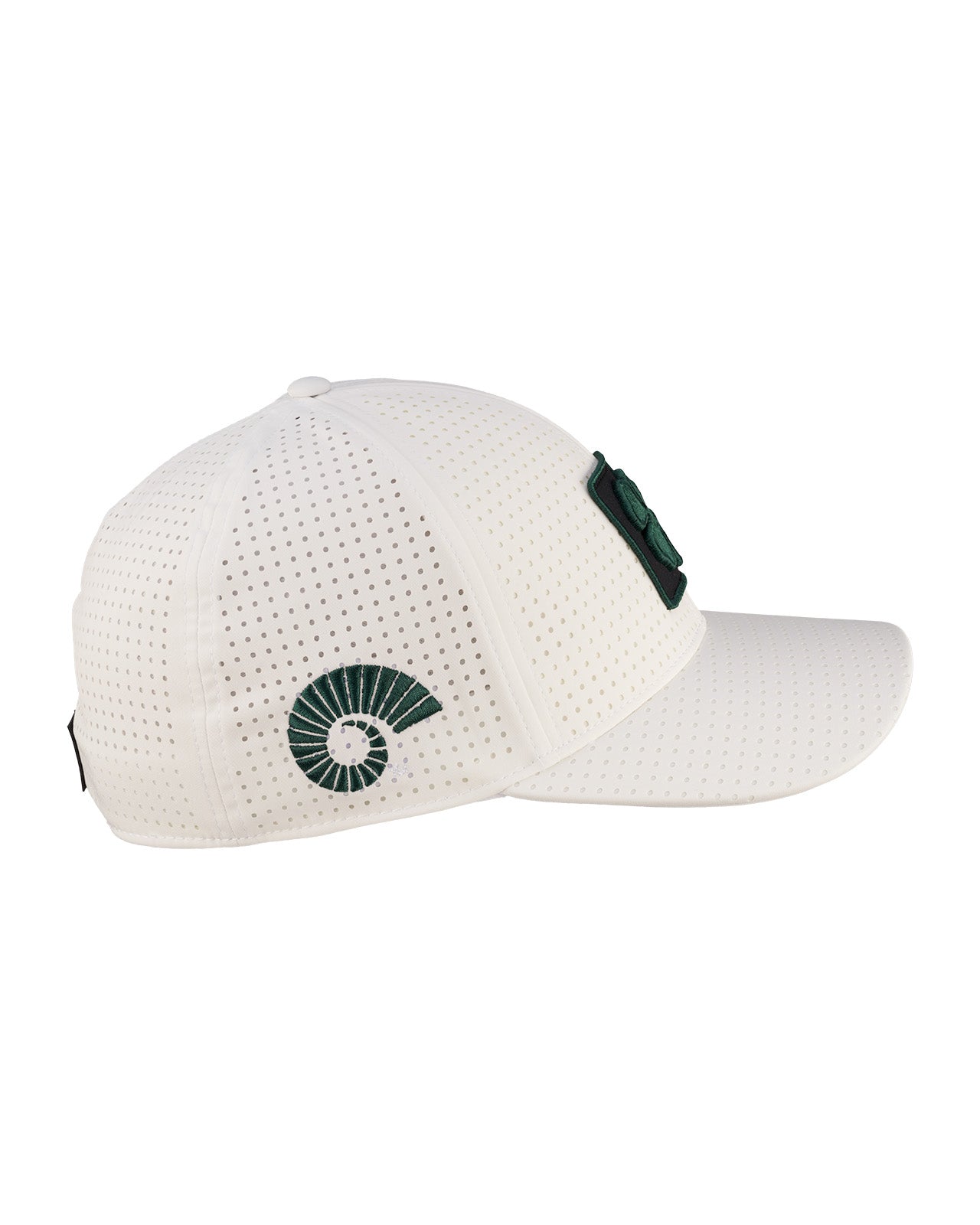 Perforated white hat from Black Clover featuring Colorado State patch in Green